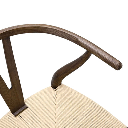 Hansel Wooden Natural Weave Dining Chair, Dark Walnut Colour Frame