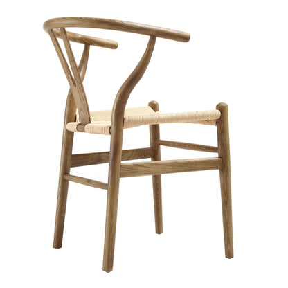 Hansel Wooden Natural Weave Dining Chair, Light Walnut Colour Frame