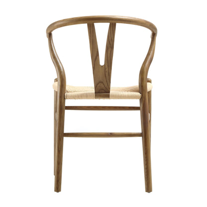 Hansel Wooden Natural Weave Dining Chair, Light Walnut Colour Frame