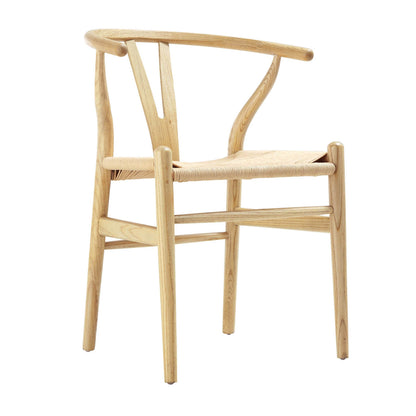 Hansel Wooden Natural Weave Dining Chair, Natural Colour Frame