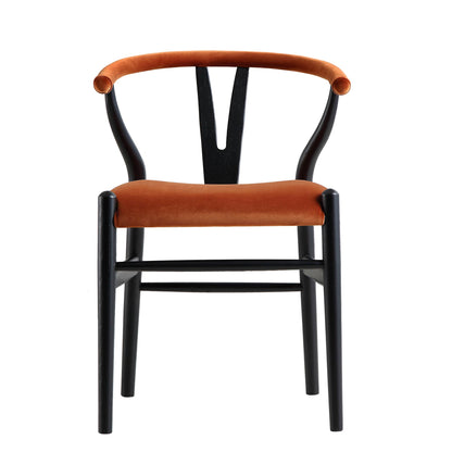 Hansel Upholstered Padded Dining Chair, Rust Velvet and Black Frame