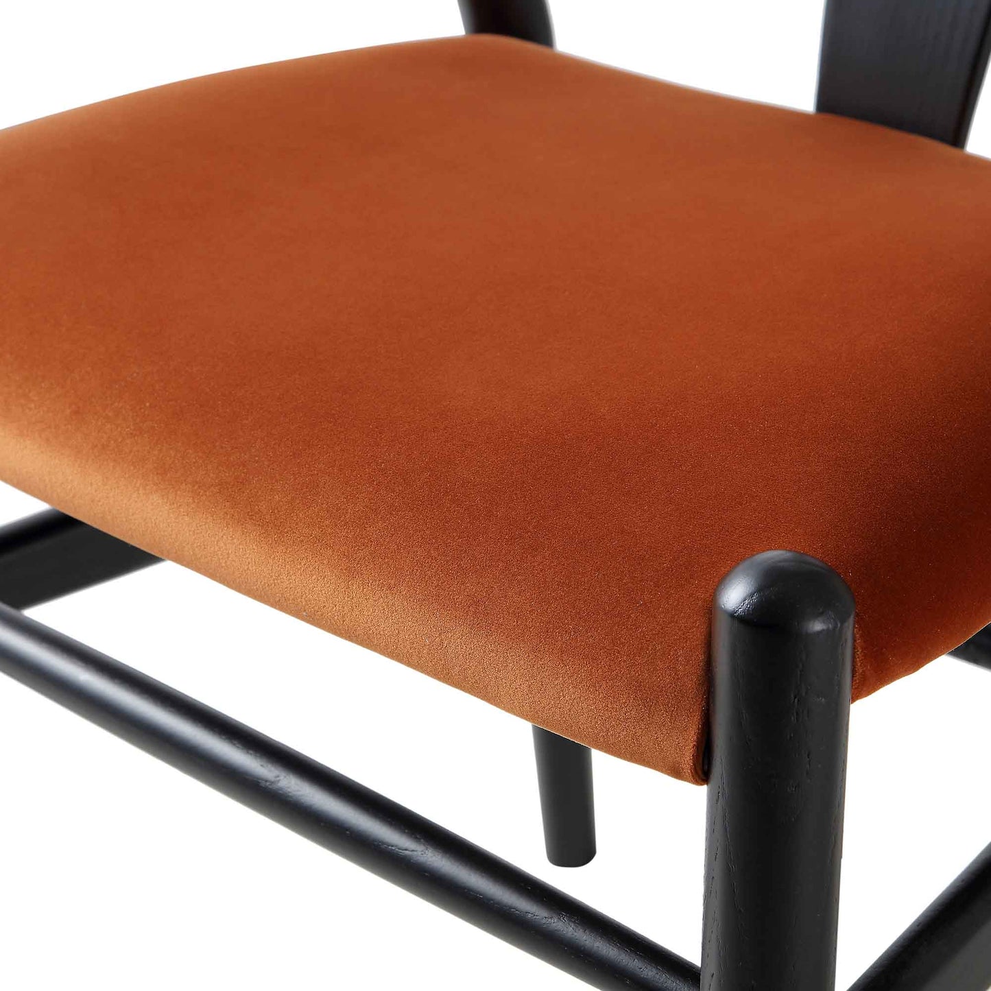 Hansel Upholstered Padded Dining Chair, Rust Velvet and Black Frame