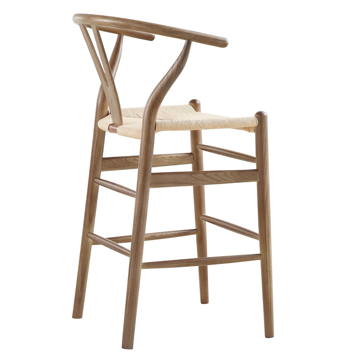 Hansel Wooden Natural Weave Counter Stool, Light Walnut Colour Frame