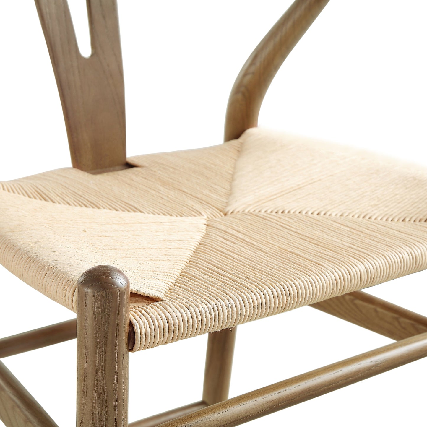 Hansel Wooden Natural Weave Counter Stool, Light Walnut Colour Frame