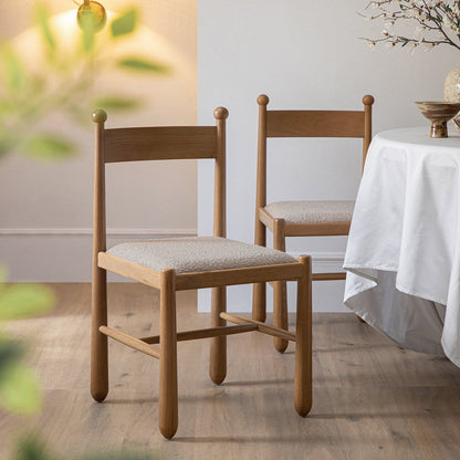 Tama Dining Chair, Light Taupe Boucle | Natural Oak Frame