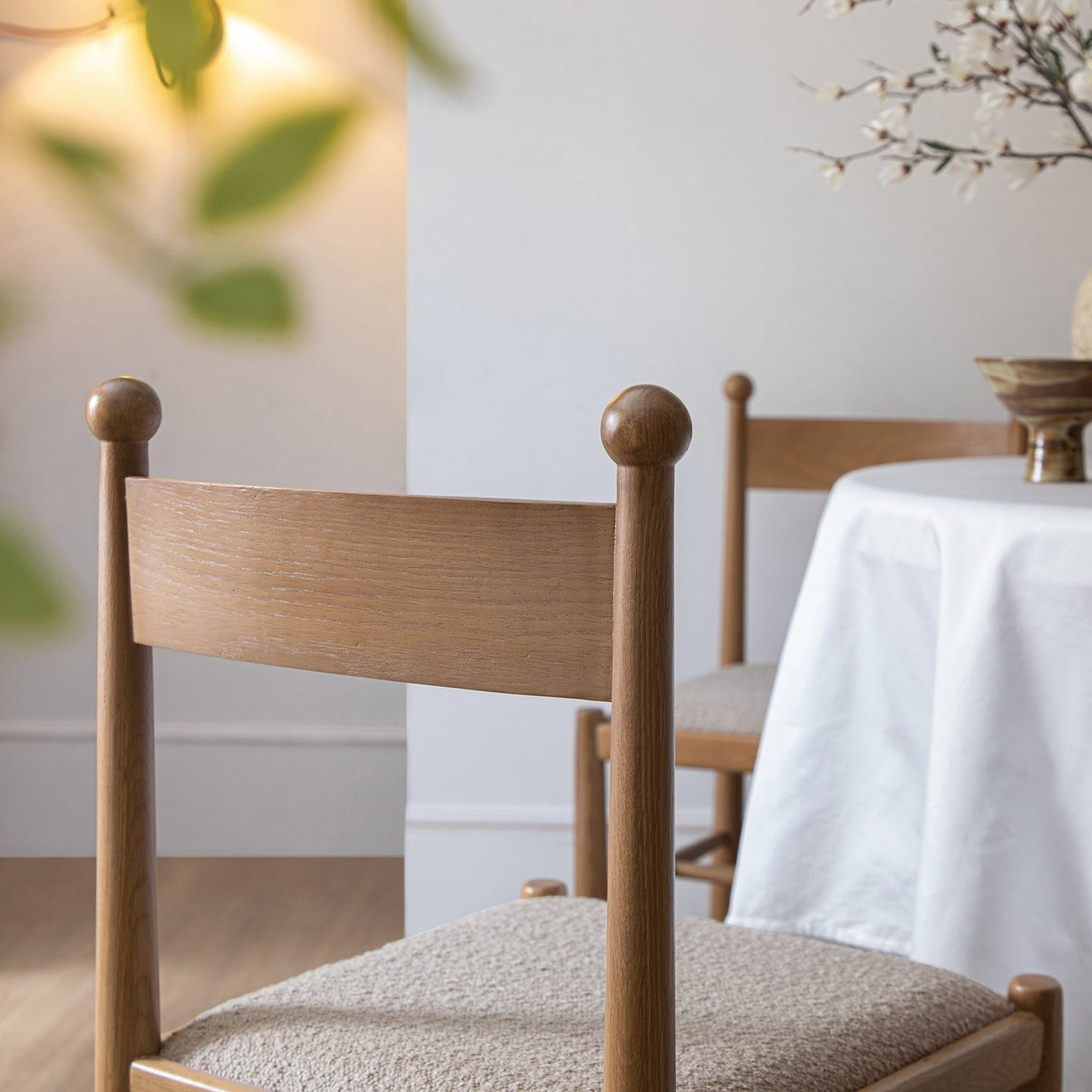 Tama Dining Chair, Light Taupe Boucle | Natural Oak Frame