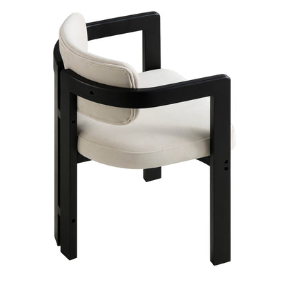 Stanford Curved Oak Frame Upholstered Chair, Champagne Velvet Black Frame