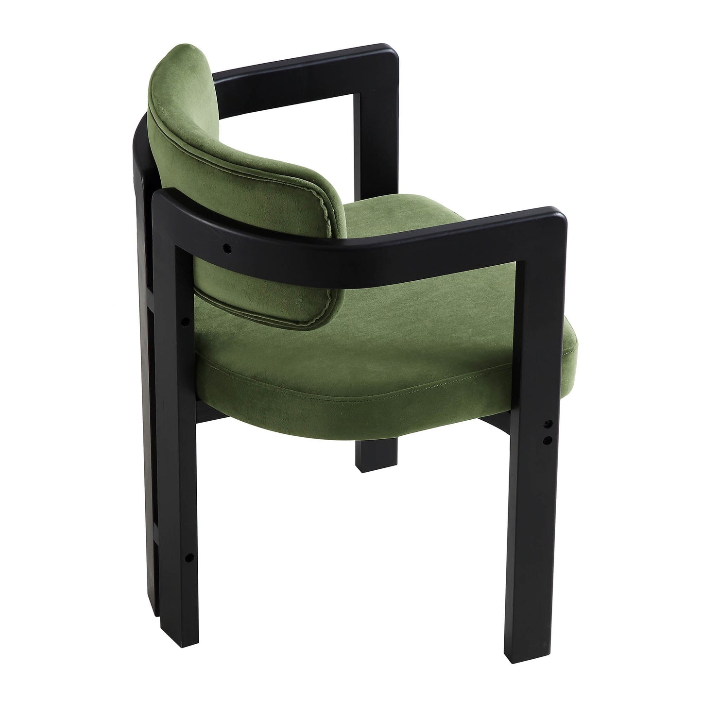 Stanford Curved Oak Frame Upholstered Chair, Moss Green Velvet Black Frame