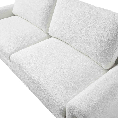 Hampstead White Boucle Curved 3-Seater Sofa