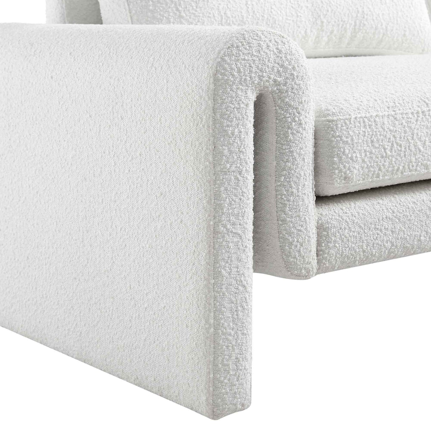 Hampstead White Boucle Curved 3-Seater Sofa