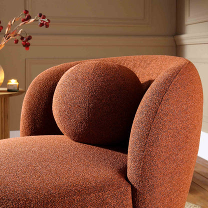 Amboise Armchair with Ball Cushion, Brick Boucle