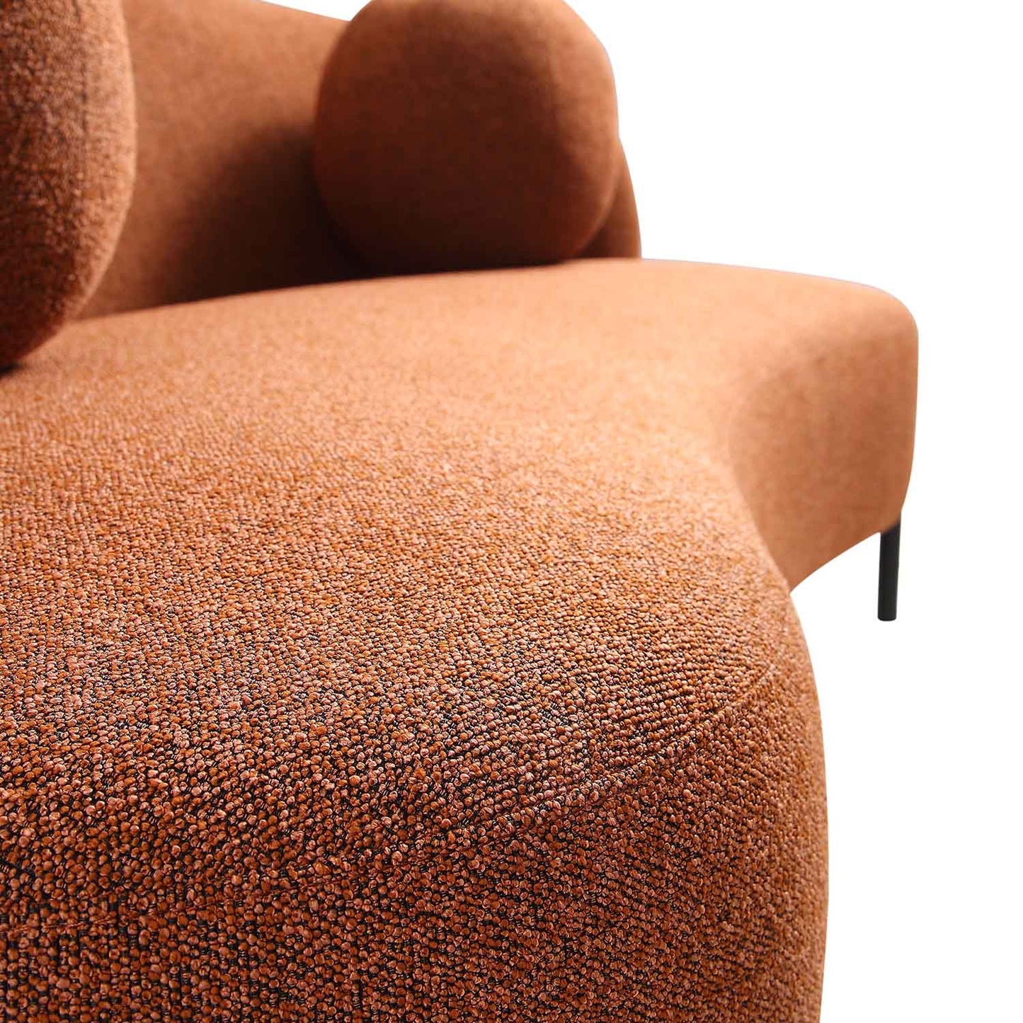 Amboise 3-Seater Curved Sofa with Ball Cushions, Brick Boucle