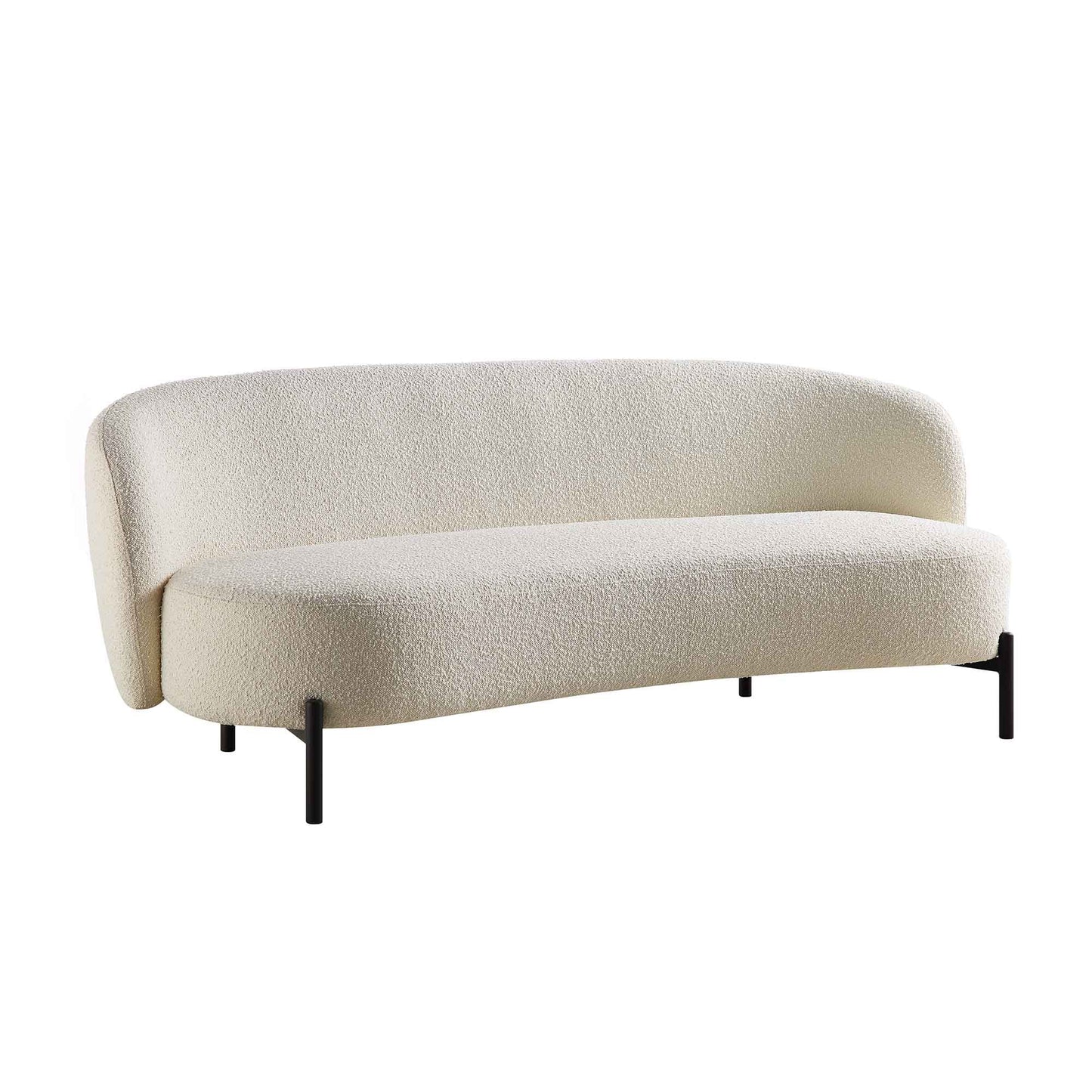 Amboise 3-Seater Curved Sofa with Ball Cushions, Ecru Boucle