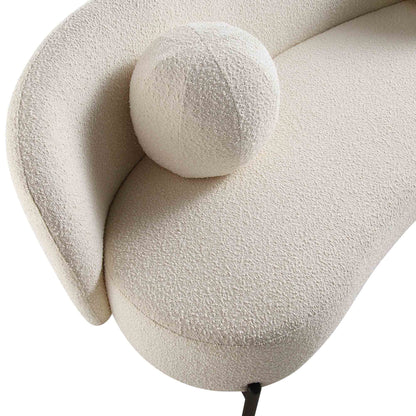 Amboise 3-Seater Curved Sofa with Ball Cushions, Ecru Boucle