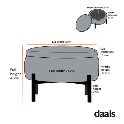 Amboise Round Storage Pouffe, Mist Grey Boucle