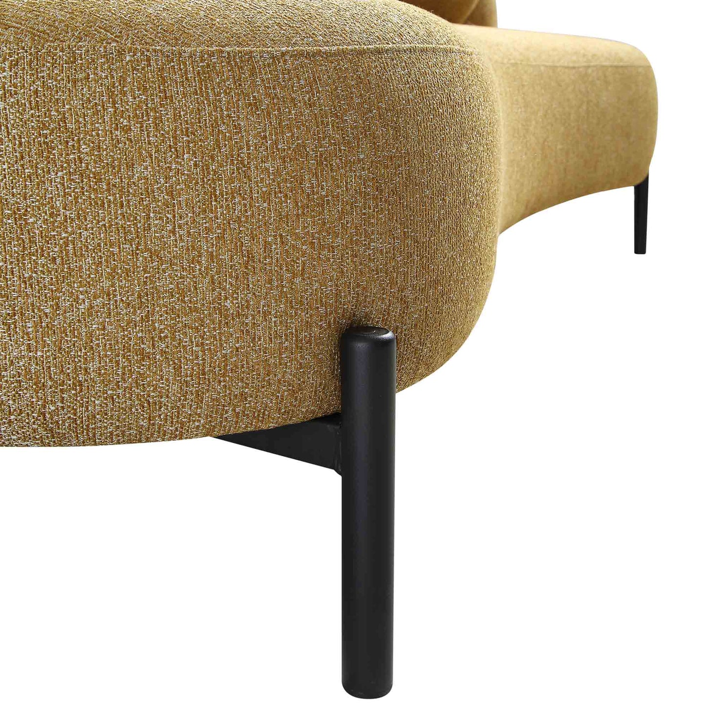 Amboise 3-Seater Curved Sofa with Ball Cushions, Marigold Textured Fabric