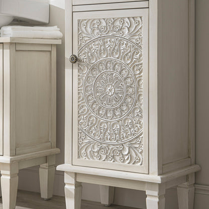 Chantilly Whitewashed Carved Bathroom Cupboard