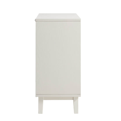 Bianca Chip Carved 1 Door 3 Drawer Small Sideboard, Sand Beige & Ivory