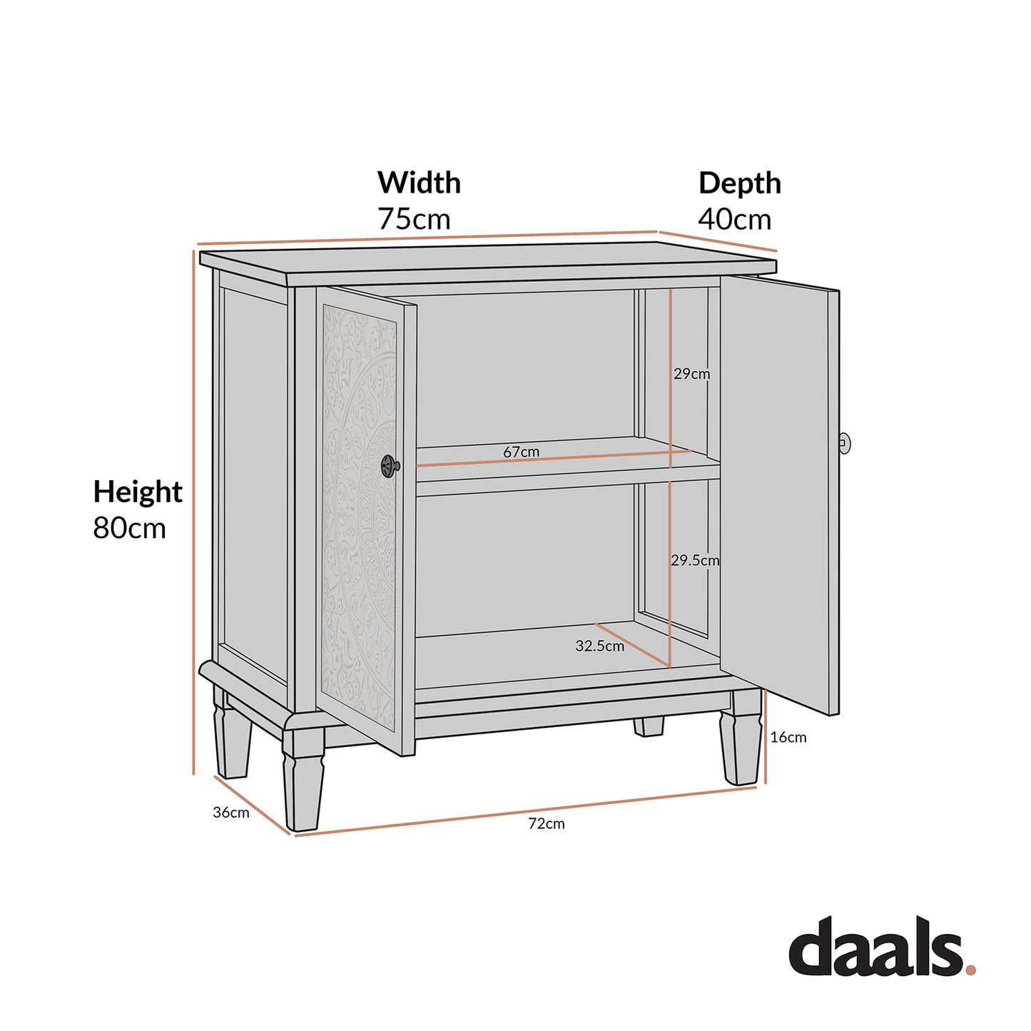 Chantilly Mid Grey Carved Small Sideboard