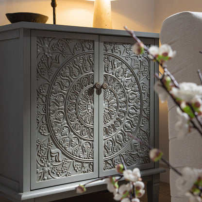Chantilly Mid Grey Carved Small Sideboard