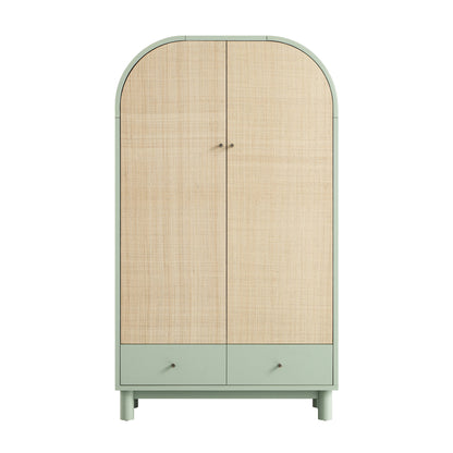 Maude Large Storage Cabinet, Muted Pistachio Ash with Raffia