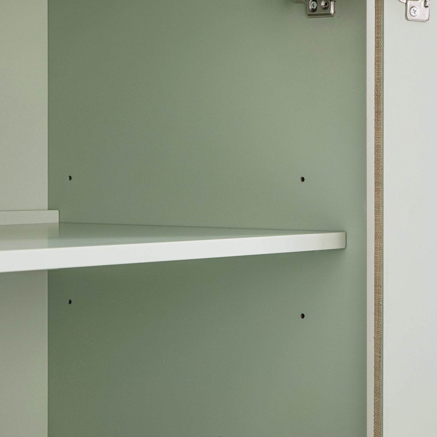 Maude Large Storage Cabinet, Muted Pistachio Ash with Raffia