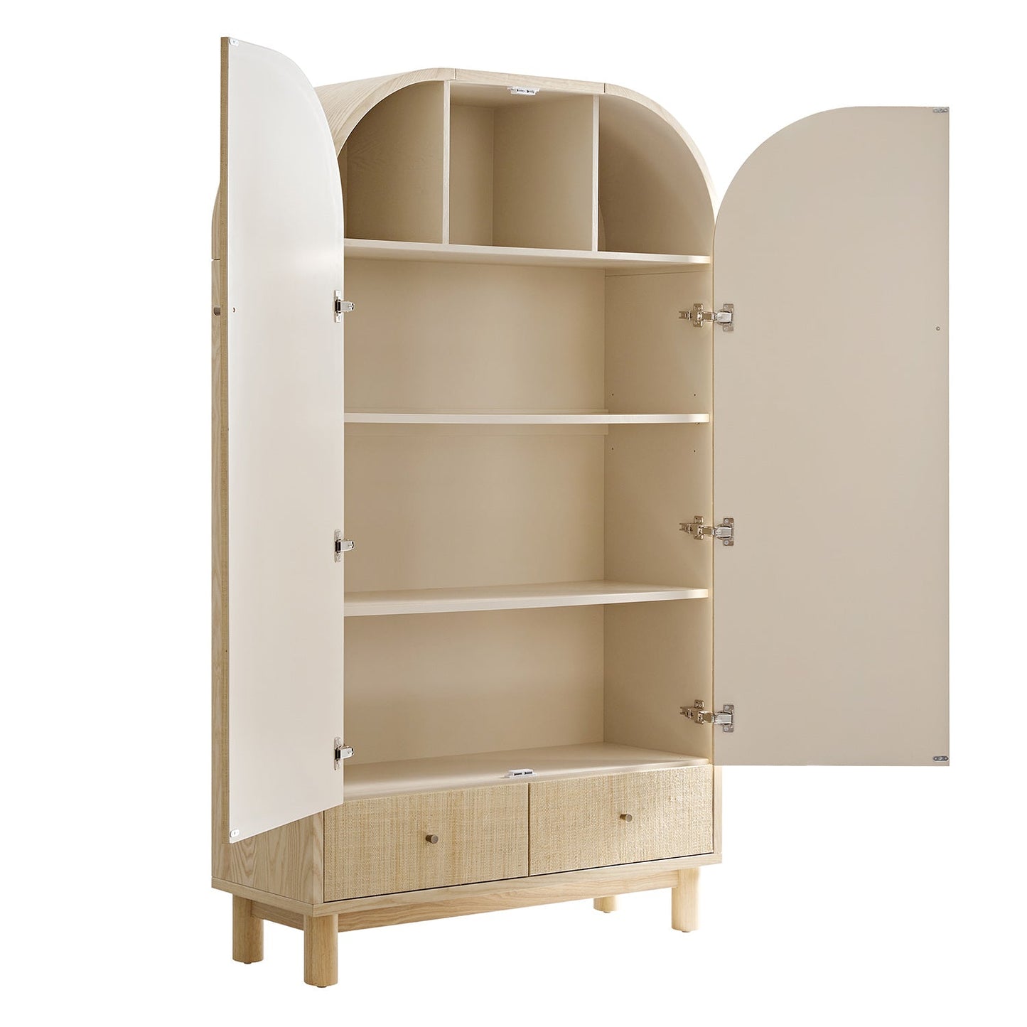 Maude Large Storage Cabinet, Natural Ash with Raffia