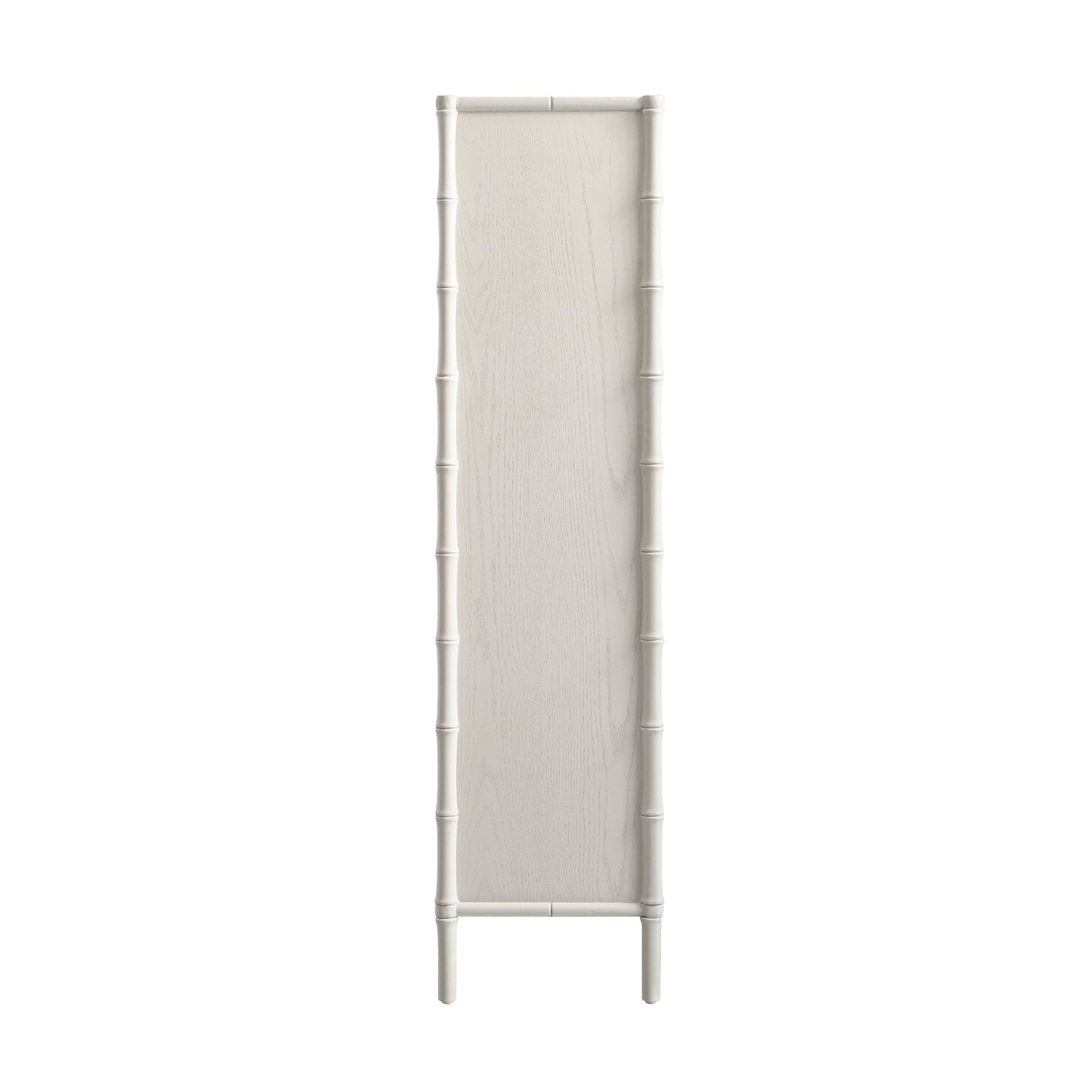 Elstowe Faux Bamboo and Fluted Glass 2-Door Cabinet, Shaded White