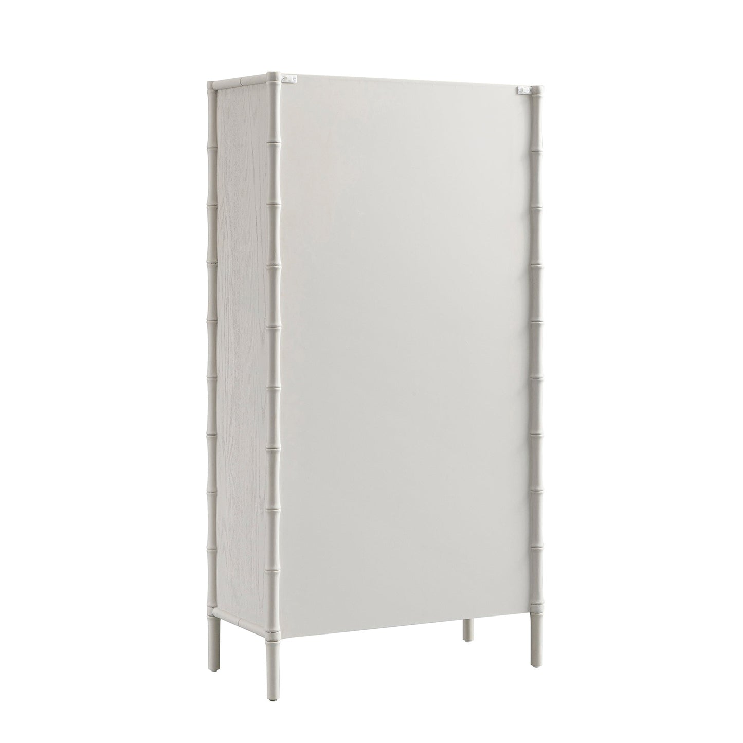 Elstowe Faux Bamboo and Fluted Glass 2-Door Cabinet, Shaded White