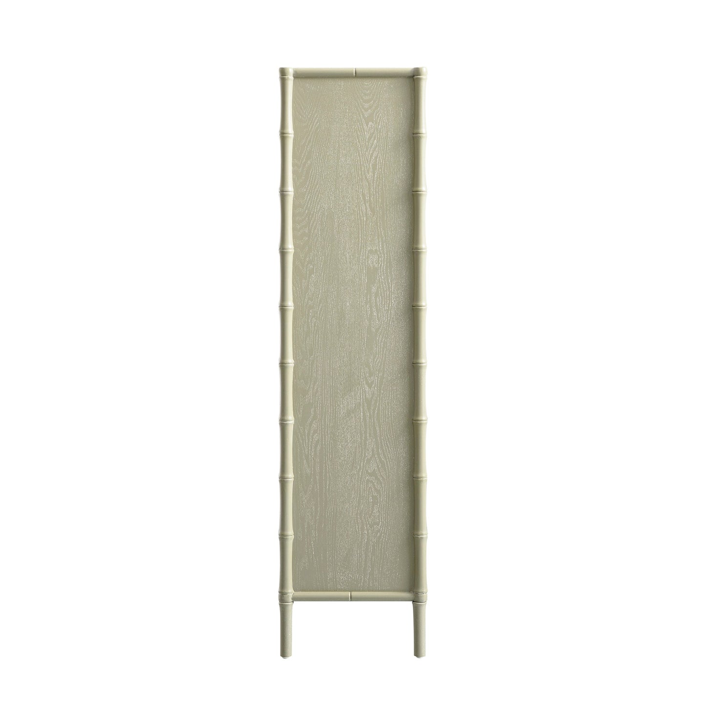 Elstowe Faux Bamboo and Fluted Glass 2-Door Cabinet, Sage Green