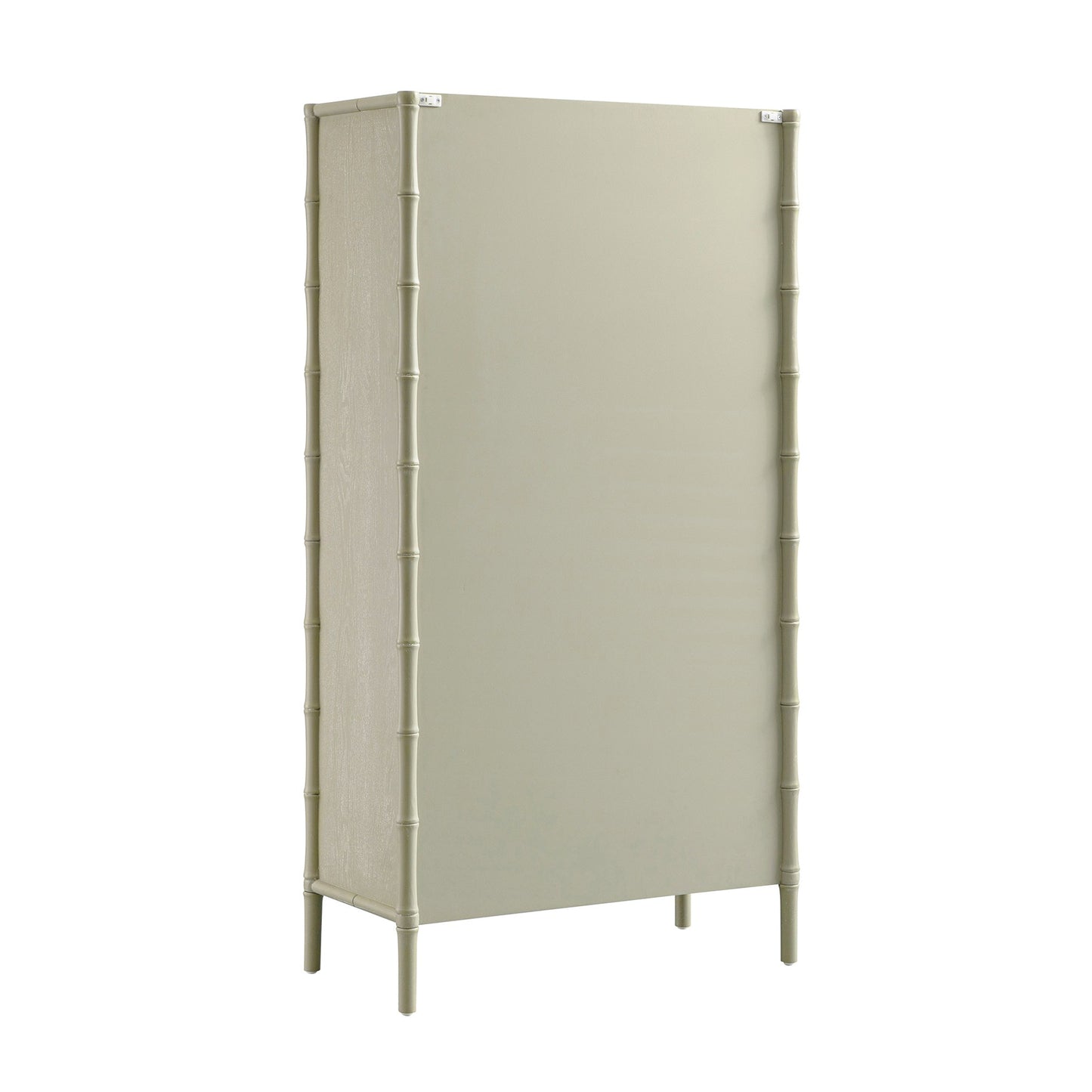 Elstowe Faux Bamboo and Fluted Glass 2-Door Cabinet, Sage Green