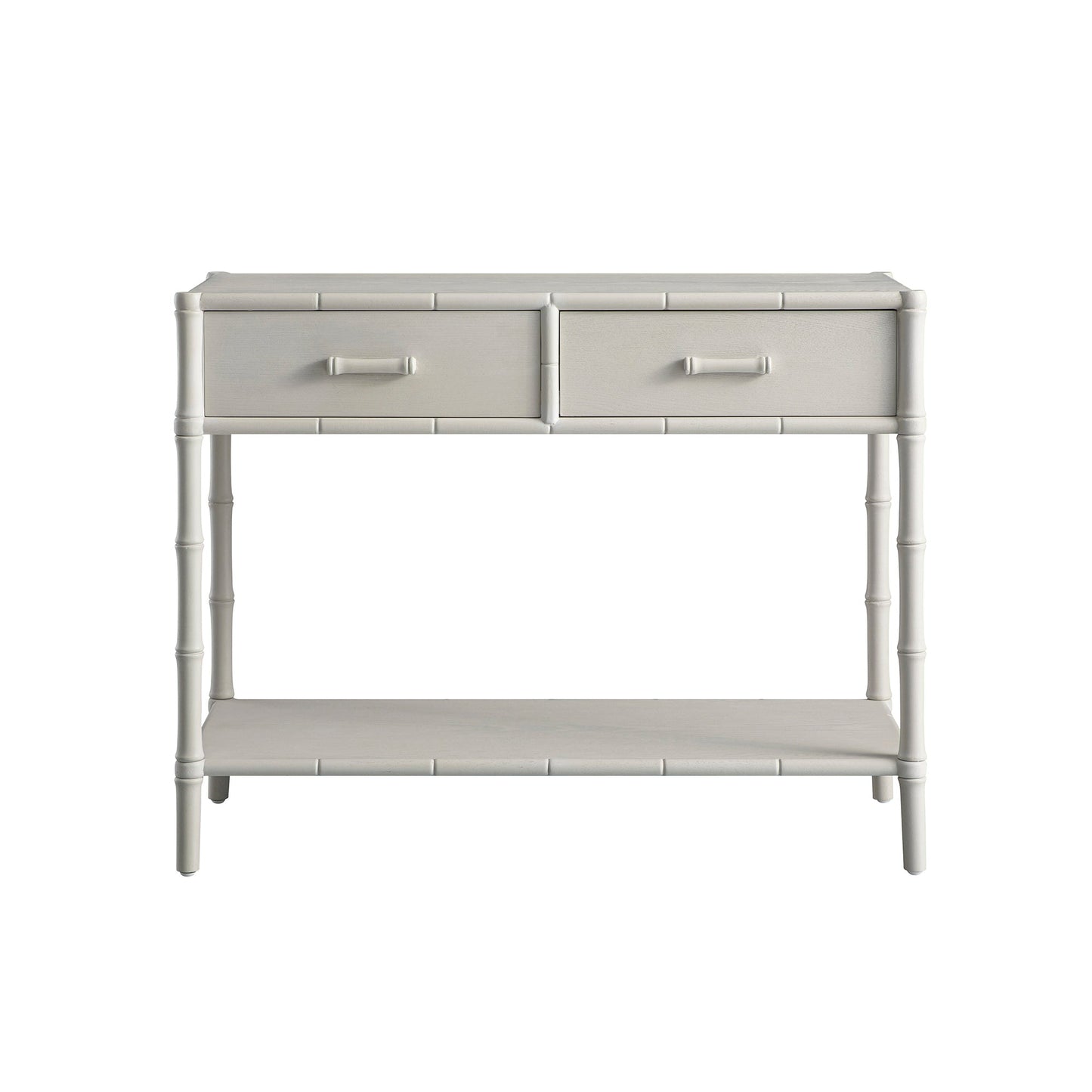 Elstowe Faux Bamboo 2-Drawer Console Table, Shaded White