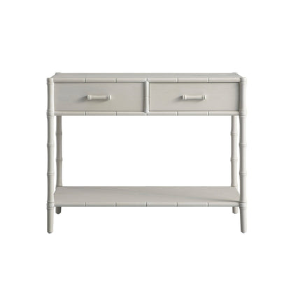 Elstowe Faux Bamboo 2-Drawer Console Table, Shaded White