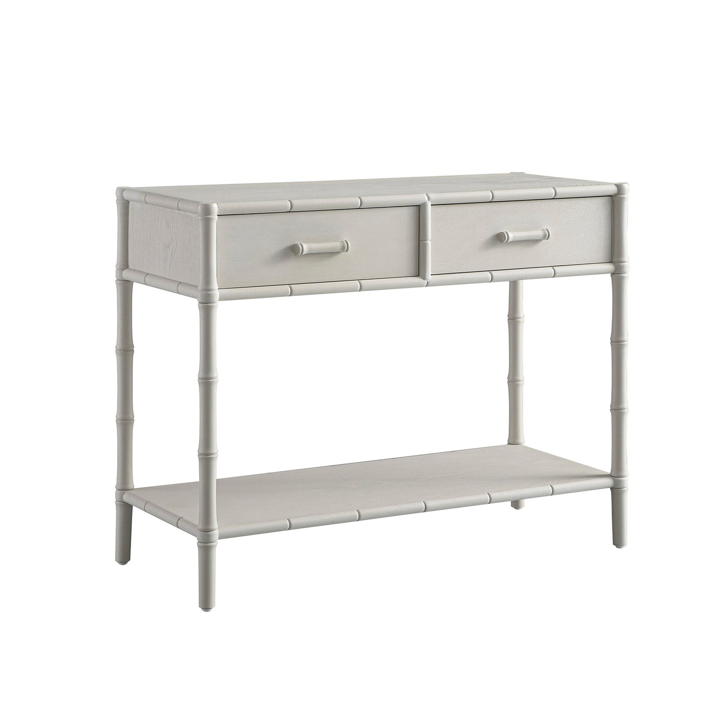 Elstowe Faux Bamboo 2-Drawer Console Table, Shaded White