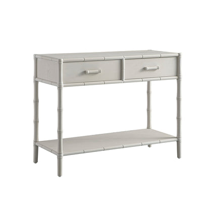Elstowe Faux Bamboo 2-Drawer Console Table, Shaded White