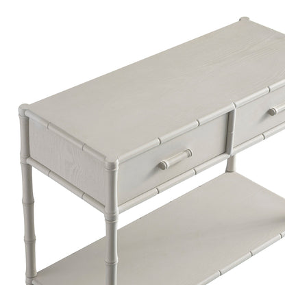 Elstowe Faux Bamboo 2-Drawer Console Table, Shaded White