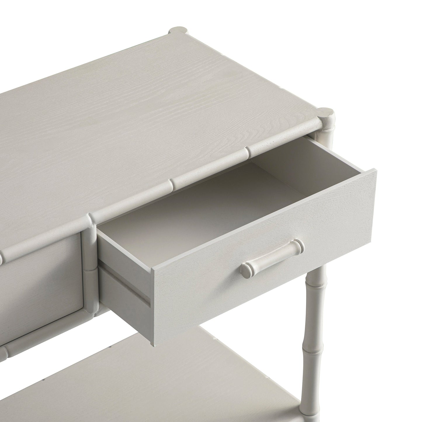 Elstowe Faux Bamboo 2-Drawer Console Table, Shaded White