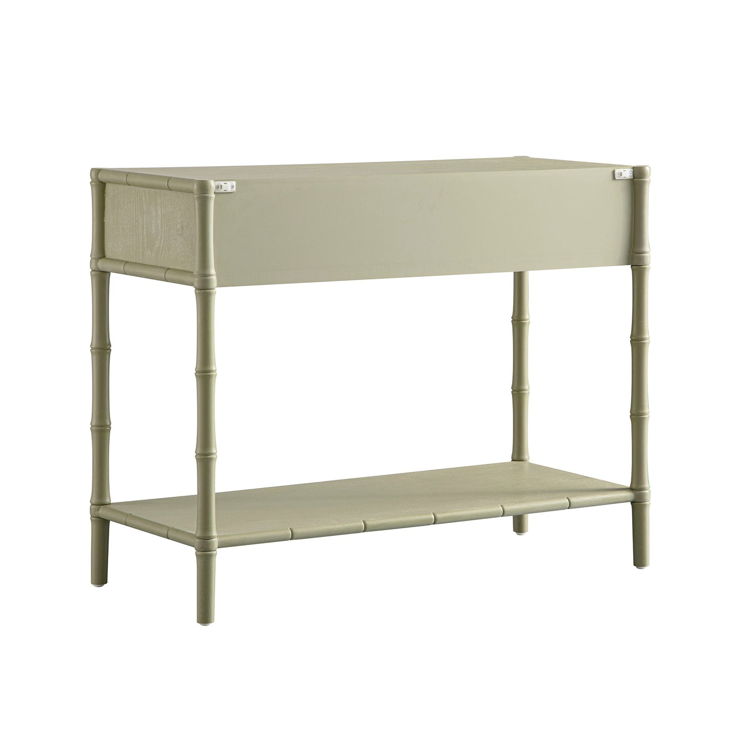 Elstowe Faux Bamboo 2-Drawer Console Table, Sage Green