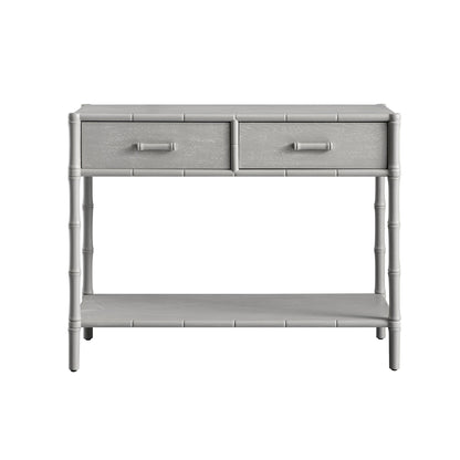 Elstowe Faux Bamboo 2-Drawer Console Table, Warm Grey