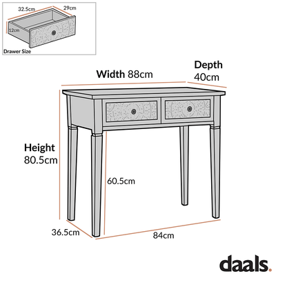 Chantilly Whitewashed Carved Console/ Dressing Table