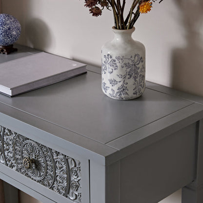 Chantilly Mid Grey Carved Console/ Dressing Table