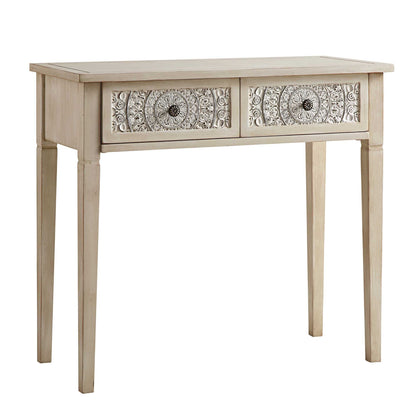 Chantilly Whitewashed Carved Console/ Dressing Table