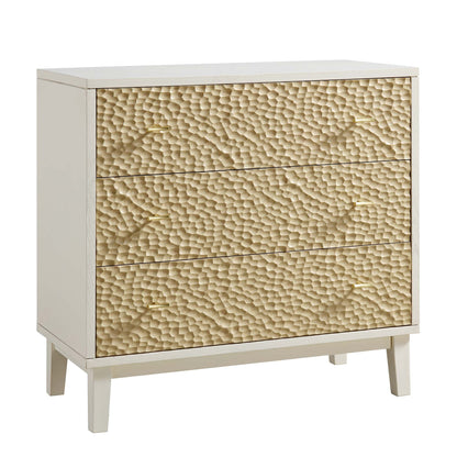 Bianca Chip Carved 3 Drawer Chest, Sand Beige & Ivory