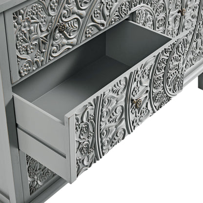 Chantilly Mid Grey Carved 3 over 4 Drawer Chest
