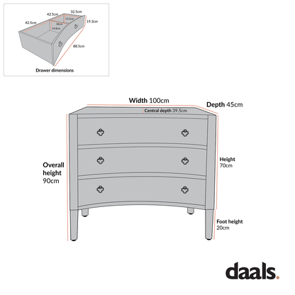 Thalia Concave Chest of Drawers, Washed White