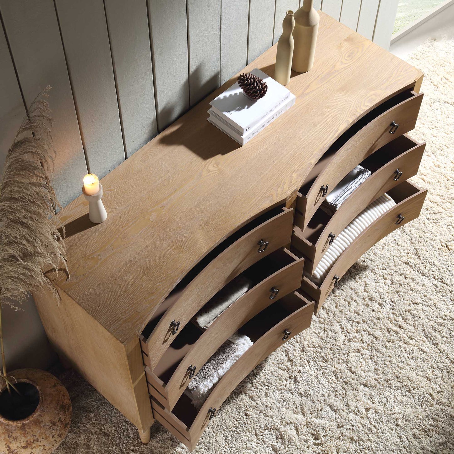 Thalia Concave Double Chest of Drawers, Natural