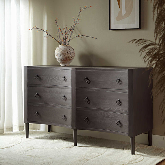 Thalia Concave Double Chest of Drawers, Silver Oak