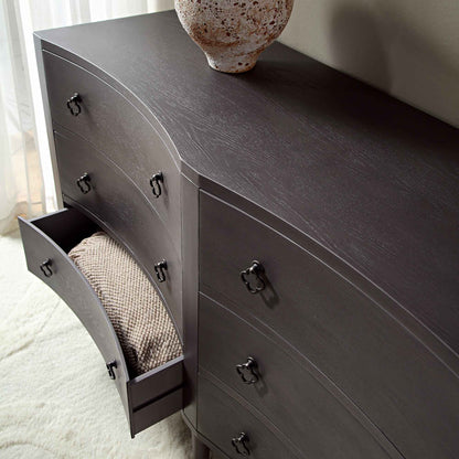 Thalia Concave Double Chest of Drawers, Silver Oak