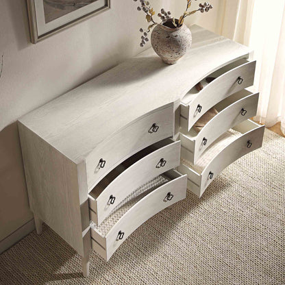 Thalia Concave Double Chest of Drawers, Washed White