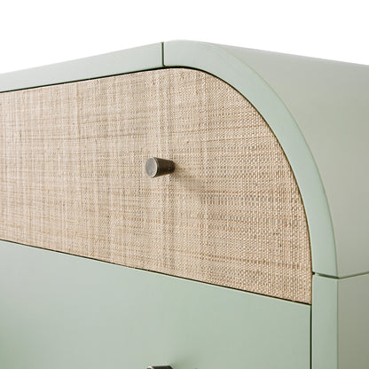 Maude Chest of 6 Drawers, Muted Pistachio Ash with Raffia